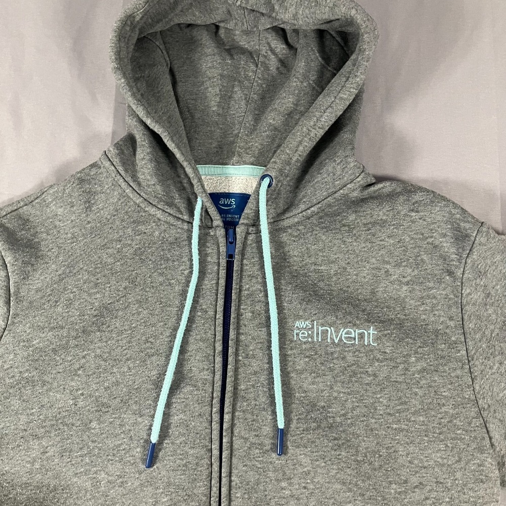 AWS re:Invent 2023 Full Zip Hoodie Men's Medium Gray Amazon Web Services - Picture 2 of 9